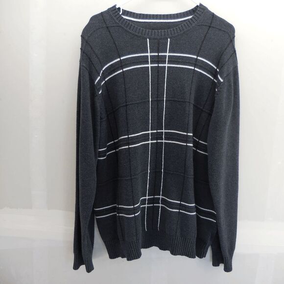 David Taylor Collection Size XL Gray Geometric Tic Tac Toe Front Sweater Cotton - Picture 1 of 5